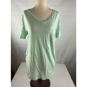 Women’s PINK Victoria’s Secret Silver Sequined V-Neck Pocket T-Shirt Size XS